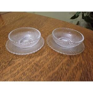 Vtg Heisey Diamond Point Pattern Clear Glass Jelly Salt Bowl Butter Pat EAPG